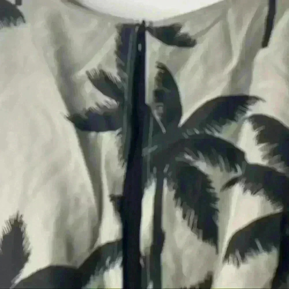 Baum Und Pferdgarten Palm Tree Print 100% Silk Elastic Waist  Blouse Sz 36 NWOT - Picture 6 of 8